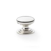 AW825-38-PN - Alexander & Wilks Round Cupboard Knob Integral Stepped Rose - Polished Nickel - 38mm