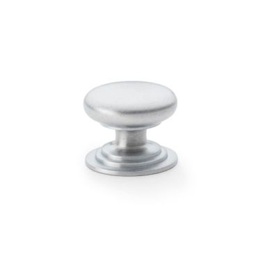Click Here To Enlarge This Photo Of AW825-38-SC - Alexander & Wilks Round Cupboard Knob Integral Stepped Rose - Satin Chrome - 38mm