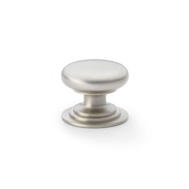 Click Here To Enlarge This Photo Of AW825-38-SN - Alexander & Wilks Round Cupboard Knob Integral Stepped Rose - Satin Nickel - 38mm
