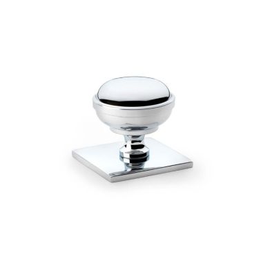 Click Here To Enlarge This Photo Of AW826-34-PC - Alexander & Wilks Quantock Cupboard Knob 34mm on Square Backplate - Polished Chrome