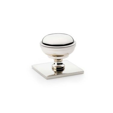 Click Here To Enlarge This Photo Of AW826-34-PNPVD - Alexander & Wilks Quantock Cupboard Knob 34mm on Square Backplate - Polished Nickel PVD