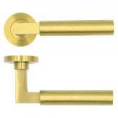 RT050PVDSB - Zoo Hardware Rosso Tecnica 'Garda' Lever on Round Rose - Satin Brass