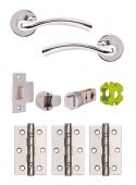 JTB71000 Jigtech Polished Chrome 'Solar' Passage Door Pack (57mm Backset and 3" Hinges)