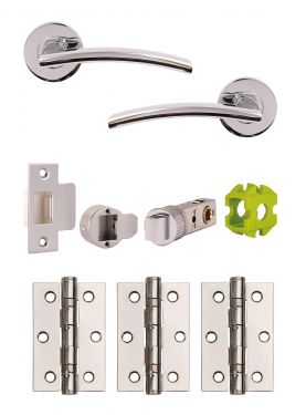 Click Here To Enlarge This Photo Of JTB71005 Jigtech Polished Chrome 'Sabre' Passage Door Pack (57mm Backset and 3" Hinges)