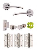 JTB71005 Jigtech Polished Chrome 'Sabre' Passage Door Pack (57mm Backset and 3" Hinges)