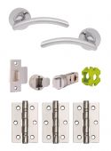 JTB71010 Jigtech Polished Chrome 'Viper' Passage Door Pack (57mm Backset and 3" Hinges)