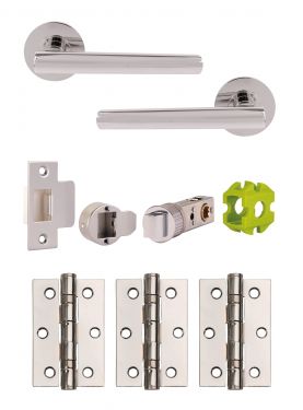 Click Here To Enlarge This Photo Of JTB71015 Jigtech Polished Chrome 'Eden' Passage Door Pack (57mm Backset and 3" Hinges)
