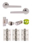 JTB71015 Jigtech Polished Chrome 'Eden' Passage Door Pack (57mm Backset and 3" Hinges)
