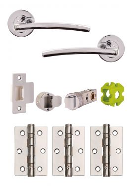 Click Here To Enlarge This Photo Of JTB71020 Jigtech Polished Chrome 'Condor' Passage Door Pack (57mm Backset and 3" Hinges)