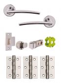 JTB71020 Jigtech Polished Chrome 'Condor' Passage Door Pack (57mm Backset and 3" Hinges)