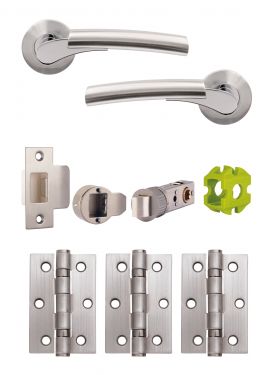 Click Here To Enlarge This Photo Of JTB71065 Jigtech Polished Chrome/Satin Chrome 'Ultro' Passage Door Pack (57mm Backset and 3" Hinges)