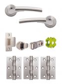 JTB71065 Jigtech Polished Chrome/Satin Chrome 'Ultro' Passage Door Pack (57mm Backset and 3" Hinges)