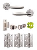 JTB71070 Jigtech Polished Chrome/Satin Chrome 'Harrier' Passage Door Pack (57mm Backset and 3" Hinges)