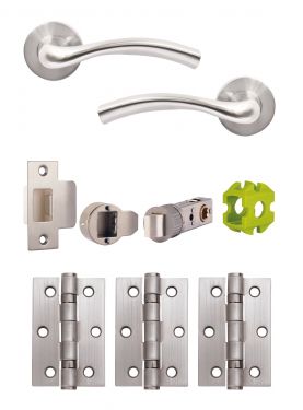 Click Here To Enlarge This Photo Of JTB71200 Jigtech Satin Chrome 'Solar' Passage Door Pack (57mm Backset and 3" Hinges)