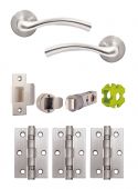 JTB71200 Jigtech Satin Chrome 'Solar' Passage Door Pack (57mm Backset and 3" Hinges)