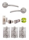 JTB71205 Jigtech Satin Chrome 'Sabre' Passage Door Pack (57mm Backset and 3" Hinges)