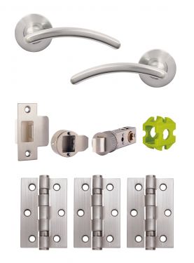 Click Here To Enlarge This Photo Of JTB71210 Jigtech Satin Chrome 'Viper' Passage Door Pack (57mm Backset and 3" Hinges)
