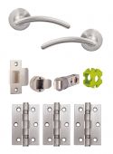 JTB71210 Jigtech Satin Chrome 'Viper' Passage Door Pack (57mm Backset and 3" Hinges)