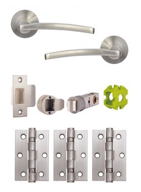 Click Here To Enlarge This Photo Of JTB71220 Jigtech Satin Chrome 'Condor' Passage Door Pack (57mm Backset and 3" Hinges)