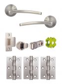 JTB71220 Jigtech Satin Chrome 'Condor' Passage Door Pack (57mm Backset and 3" Hinges)