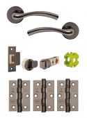 JTB71400 Jigtech Black Nickel 'Solar' Passage Door Pack (57mm Backset and 3" Hinges)