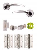 JTB72000 Jigtech Polished Chrome 'Cresta' Passage Door Pack (57mm Backset and 3" Hinges)