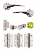 JTB72020 Jigtech Polished Chrome 'Vecta' Passage Door Pack (57mm Backset and 3" Hinges)