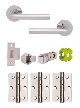 Click Here To Enlarge This Photo Of JTB72025 Jigtech Polished Chrome 'Riva' Passage Door Pack (57mm Backset and 3" Hinges)