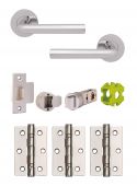 JTB72025 Jigtech Polished Chrome 'Riva' Passage Door Pack (57mm Backset and 3" Hinges)