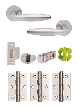 Click Here To Enlarge This Photo Of JTB72065 Jigtech Polished Chrome/Satin Chrome 'Parma' Passage Door Pack (57mm Backset and 3" Hinges)