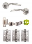 JTB72200 Jigtech Satin Chrome 'Cresta' Passage Door Pack (57mm Backset and 3" Hinges)