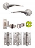 JTB72220 Jigtech Satin Chrome 'Vecta' Passage Door Pack (57mm Backset and 3" Hinges)