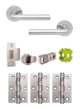 Click Here To Enlarge This Photo Of JTB72225 Jigtech Satin Chrome 'Riva' Passage Door Pack (57mm Backset and 3" Hinges)