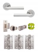JTB72225 Jigtech Satin Chrome 'Riva' Passage Door Pack (57mm Backset and 3" Hinges)