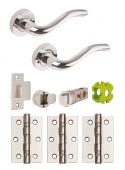 JTB81000 Jigtech Polished Chrome 'Solar' Privacy Door Pack (57mm Backset and 3" Hinges)