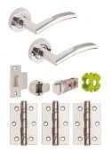 JTB81005 Jigtech Polished Chrome 'Sabre' Privacy Door Pack (57mm Backset and 3" Hinges)