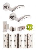 JTB81010 Jigtech Polished Chrome 'Viper' Privacy Door Pack (57mm Backset and 3" Hinges)