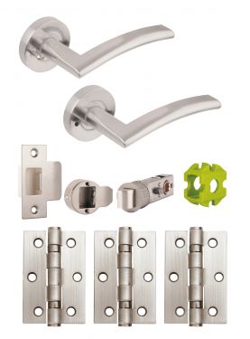 Click Here To Enlarge This Photo Of JTB81205 Jigtech Satin Chrome 'Sabre' Privacy Door Pack (57mm Backset and 3" Hinges)