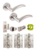JTB81210 Jigtech Satin Chrome 'Viper' Privacy Door Pack (57mm Backset and 3" Hinges)