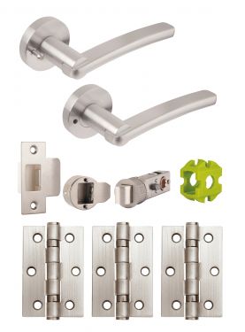 Click Here To Enlarge This Photo Of JTB81220 Jigtech Satin Chrome 'Condor' Privacy Door Pack (57mm Backset and 3" Hinges)