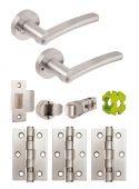 JTB81220 Jigtech Satin Chrome 'Condor' Privacy Door Pack (57mm Backset and 3" Hinges)