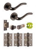 JTB81400 Jigtech Black Nickel 'Solar' Privacy Door Pack (57mm Backset and 3" Hinges)