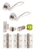JTB82000 Jigtech Polished Chrome 'Cresta' Privacy Door Pack (57mm Backset and 3" Hinges)