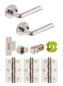 JTB82025 Jigtech Polished Chrome 'Riva' Privacy Door Pack (57mm Backset and 3" Hinges)