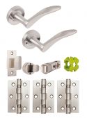 JTB82220 Jigtech Satin Chrome 'Vecta' Privacy Door Pack (57mm Backset and 3" Hinges)
