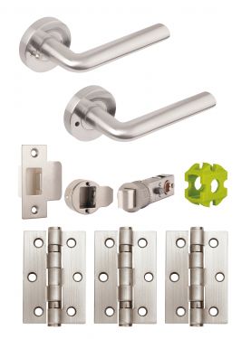 Click Here To Enlarge This Photo Of JTB82225 Jigtech Satin Chrome 'Riva' Privacy Door Pack (57mm Backset and 3" Hinges)