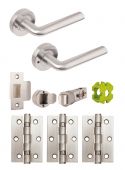 JTB82225 Jigtech Satin Chrome 'Riva' Privacy Door Pack (57mm Backset and 3" Hinges)