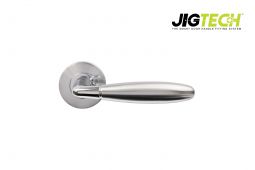 JTF1070-F Jigtech Polished Chrome/Satin Chrome 'Harrier' Lever On Rose [CE]
