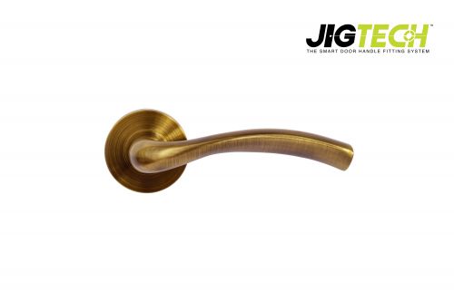 Click Here To Enlarge This Photo Of JTF1600-F Jigtech Antique Brass 'Solar' Lever On Rose [CE]