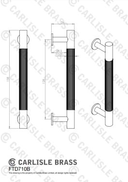 Click Here To Enlarge This Photo Of FTD710BAB - Carlisle Brass Fingertip Design 'Lines' Pull Handle 158mm (128mm c/c) Antique Brass